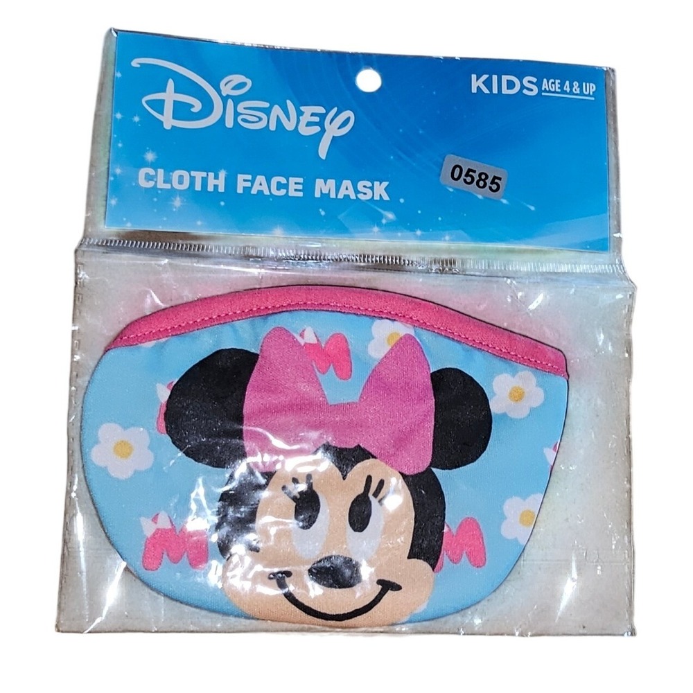 Disney Minnie Mouse Kids Cloth Mask Blue Pink Floral Berkshire Fashions NEW 585